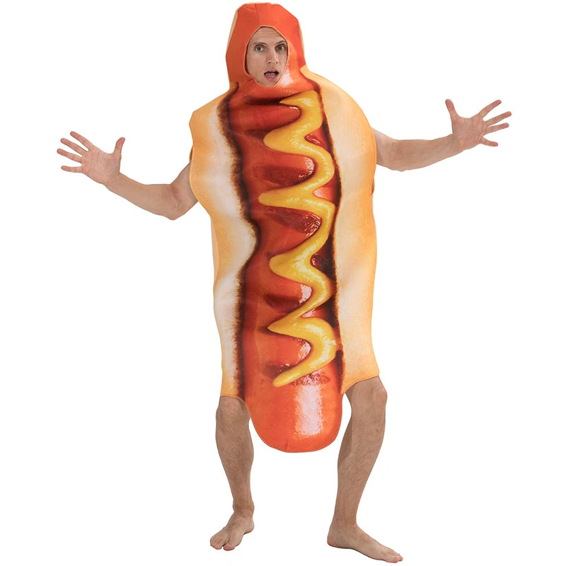 Adult Kids Funny 3D Print Food Sausage Hot Dog Costumes Halloween Men Women Family One-Piece Costume Carnival - product image 4