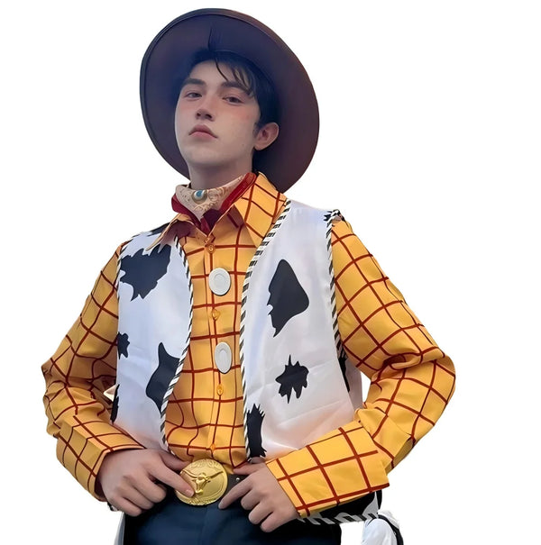 Toy Story Woody Costume – Adult Halloween Woody & Jessie Stage Cosplay Outfit Set - Shirt Scarf / XL