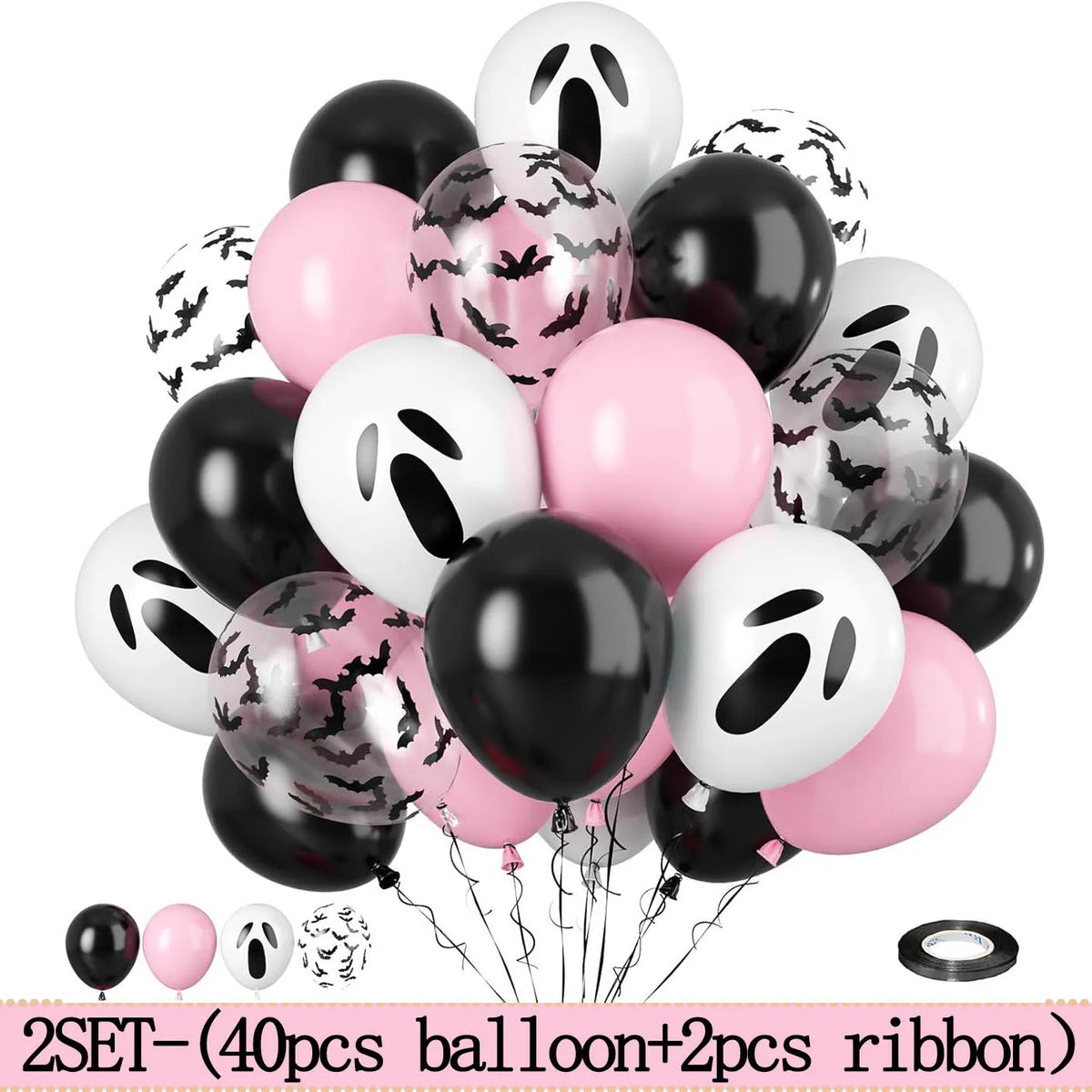 20-Pc Pink Halloween Balloons Ghost Balloon Black Latex Balloons Bat - product image 6