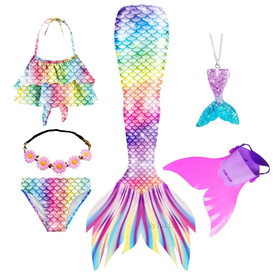 Mermaid Princess-Inspired Tail Memaid Swimsuit Bikini Bathing Suit Costume Girls Can
