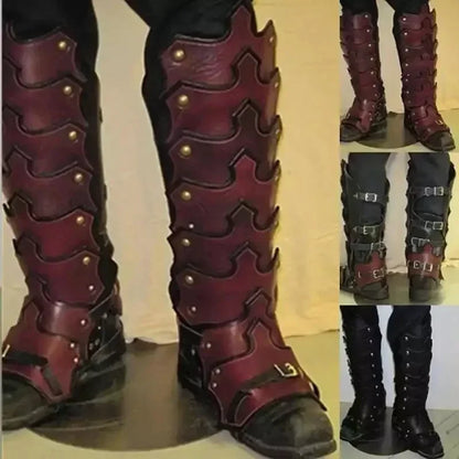 Medieval Armor Larp PU Leather Leg Gothic Gaiter Viking Knight Costume Rider Shoe Boot - View 4
