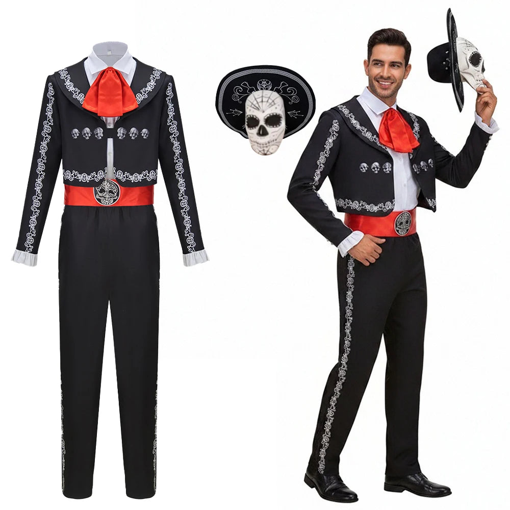 Day Of The Dead Mexican Traditional Retro Skull-Print Role-Play Set - view 2