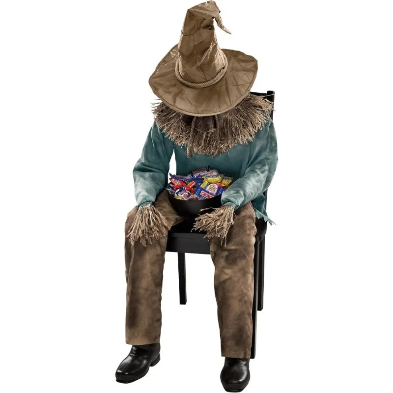 Scary Sitting Scarecrow Animatronic Pop up Motion Halloween Decoration - product image 1