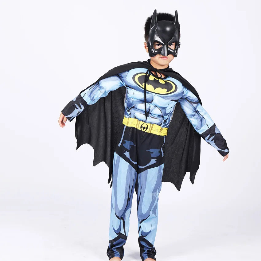 Halloween Kids Boys Bat Costume Batboy Fancy Black Superhero Costume Kids Costume Outfits - jumpsuit and mask / 120