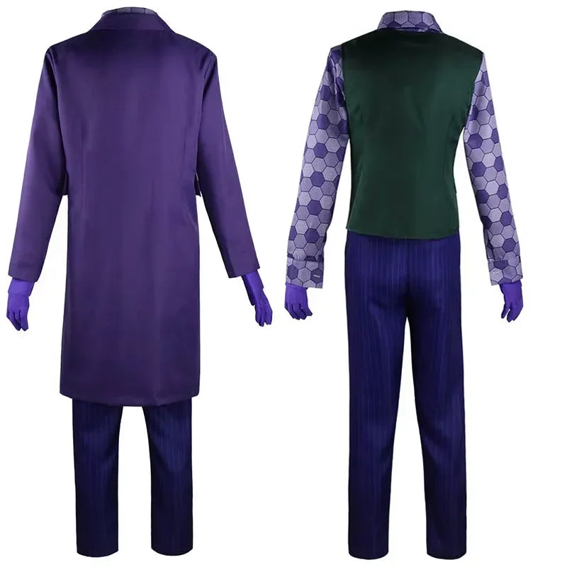 The Dark Knight the Joker Costume Clown Full Set Coat Shirt Vest Tie Suit Outfits Joker - costume only / XXXL