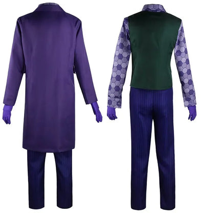 The Dark Knight the Joker Costume Clown Full Set Coat Shirt Vest Tie Suit Outfits Joker - costume only / XXXL
