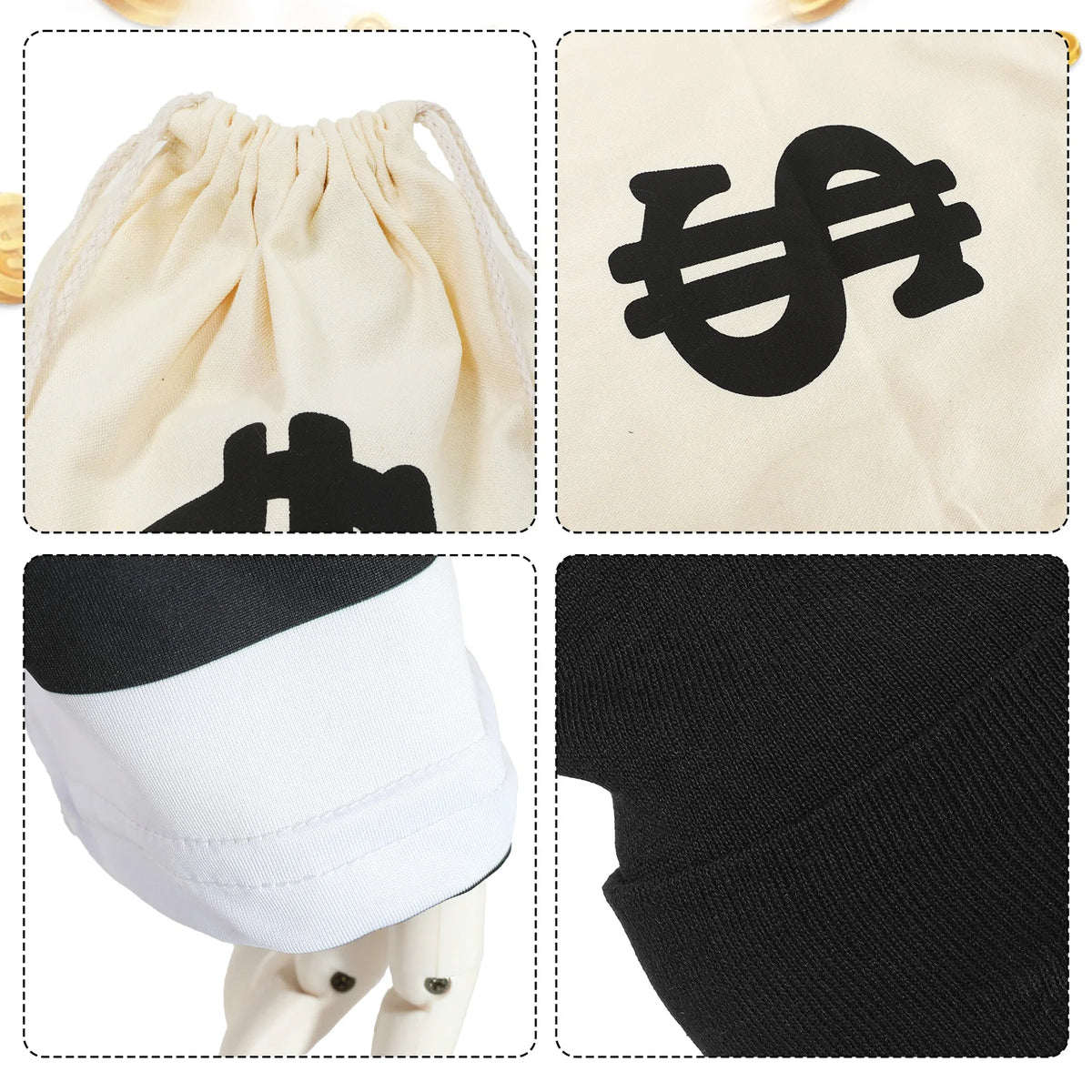 Boys Girls Robber Costume Girls Thief Accessories Jail Prisoner Costume Striped Top