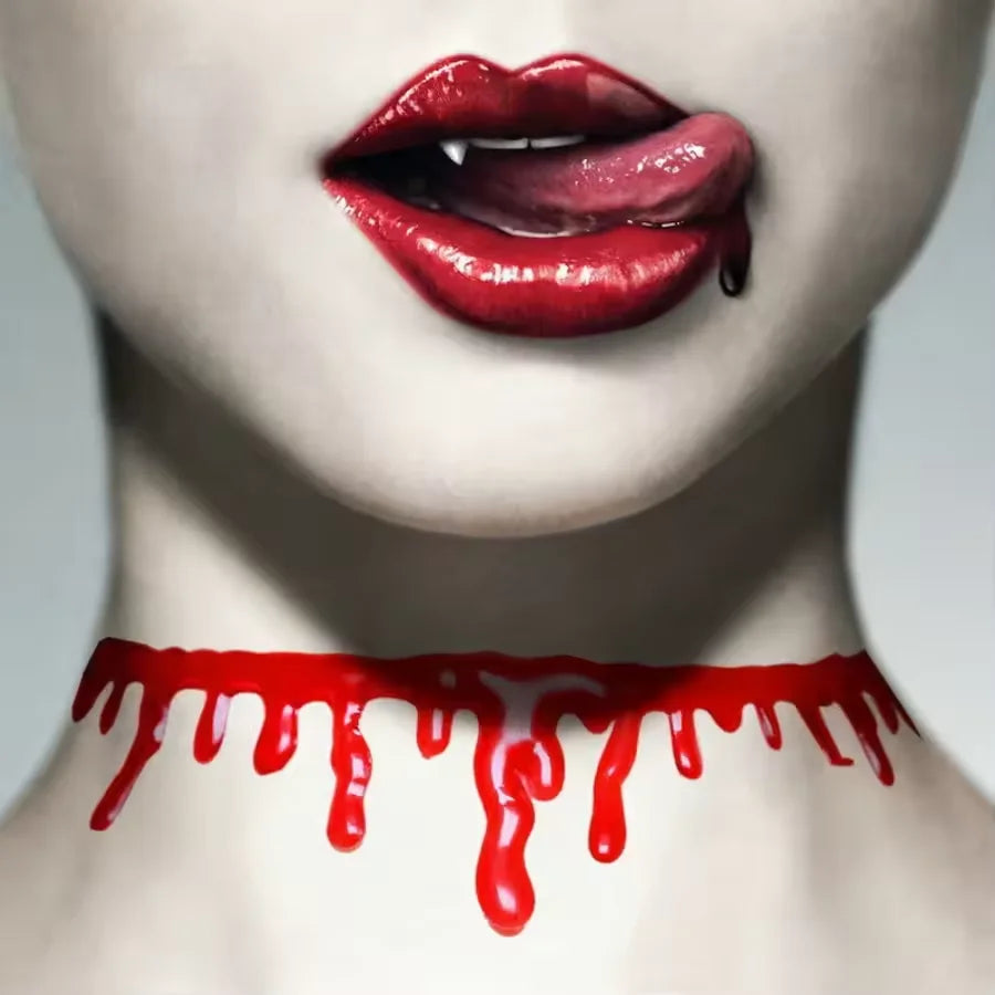 Halloween Decoration Horror Blooddrop Necklace Fake Blood Vampire Fancy Bloody Necklace Female Necklace Fear - product image 3