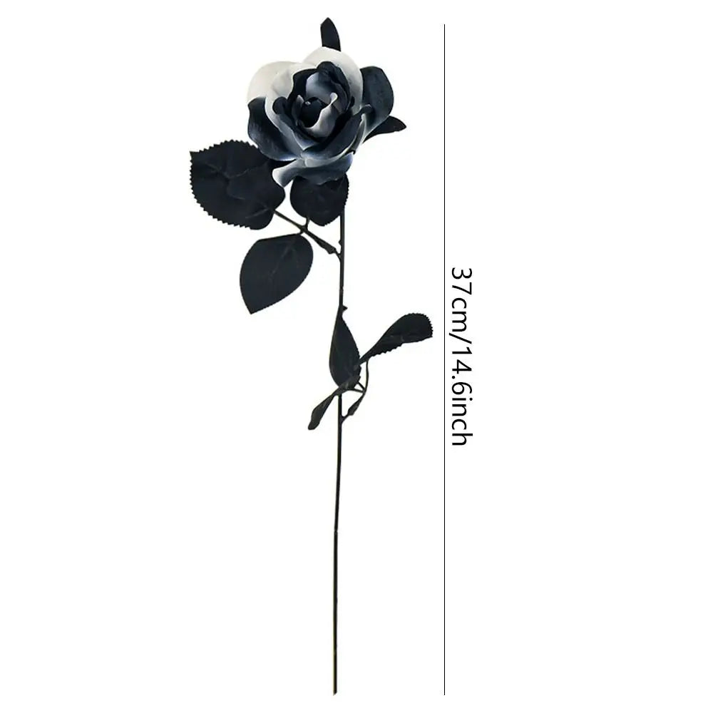 Black White Halloween Artificial Rose Flowers Gothic Soft Silk Faux Flowers - product image 6