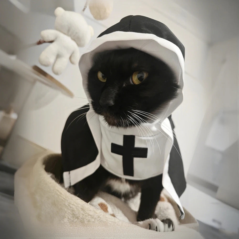 Nun Cute Cat Pet Cats Breathable Puppy Pet Halloween Costume - Nun / S