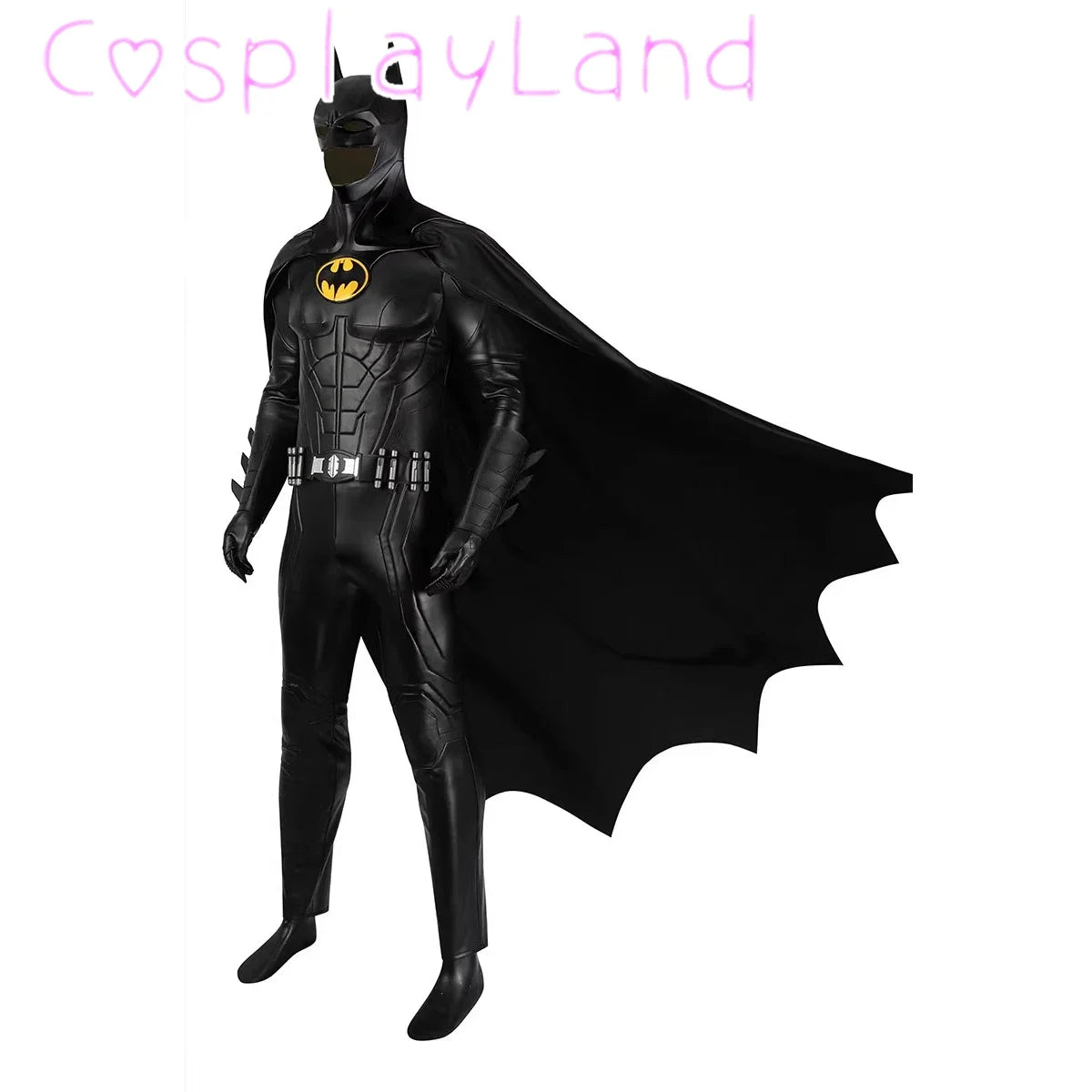 Michael Keaton Superhero Bat Bruce Wayne Costume Hero Armor Outfit with Cowl Black Leather - Full Set NO Mask / S