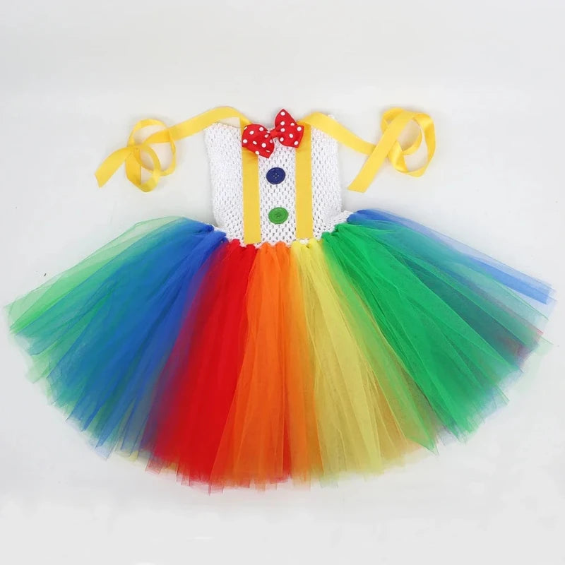 Circus Clown Costume for Girls Dresses Naughty Joker Costume Halloween Costume for Kids - 1 Set / 11T