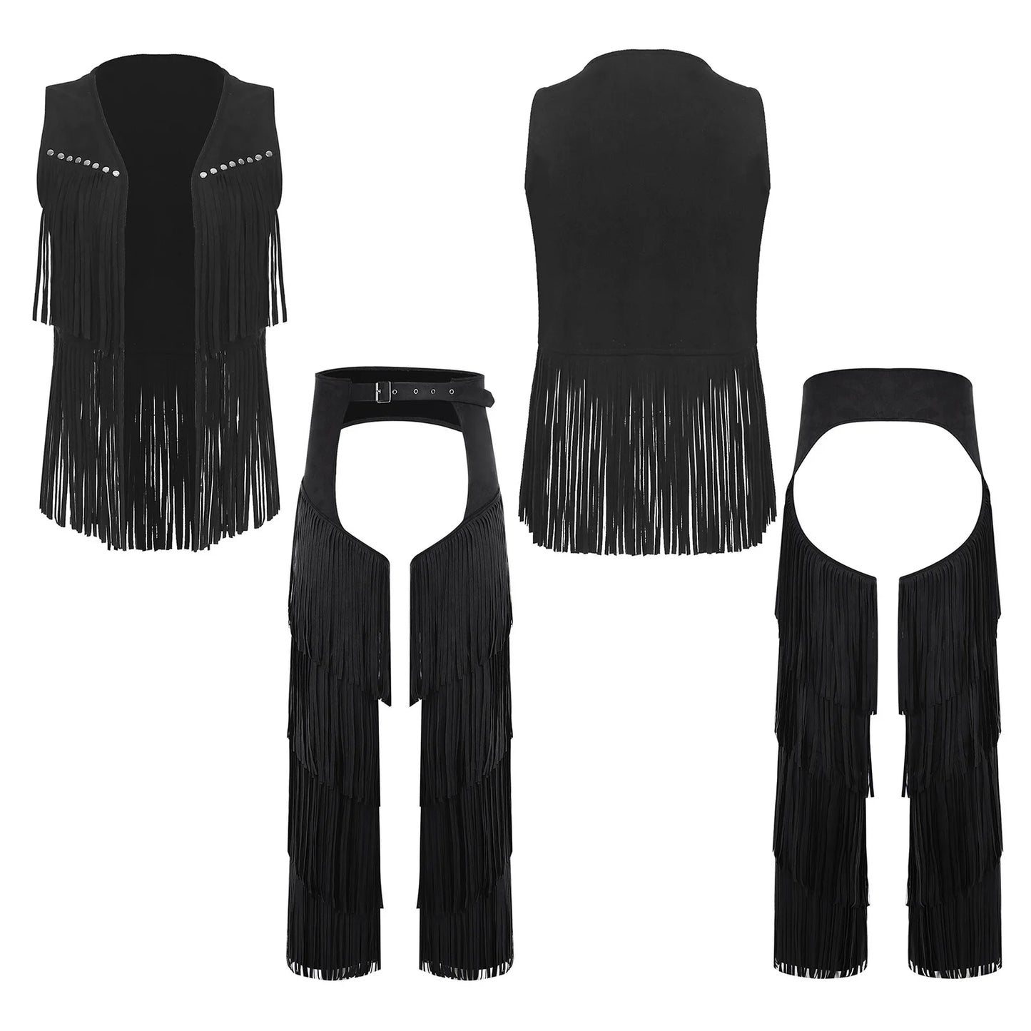 Men's Hippie Western Cowboy Faux Suede Tassel Vest Costume - alternate view 8