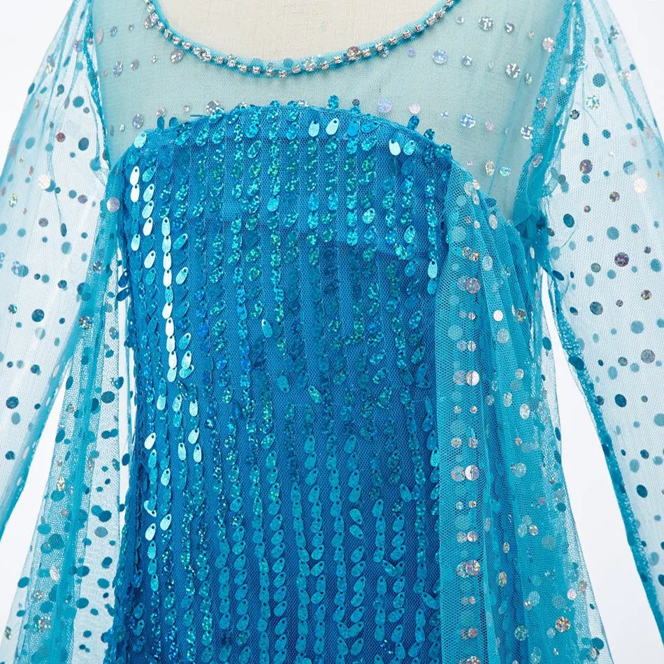 Ice Queen Princess Halloween Costume for Kids - Blue Sequin - product image 2