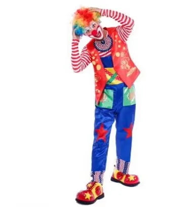 Adult Happy Clown Suit Costume Joker Magician Costume for Adults - 8 / XXL