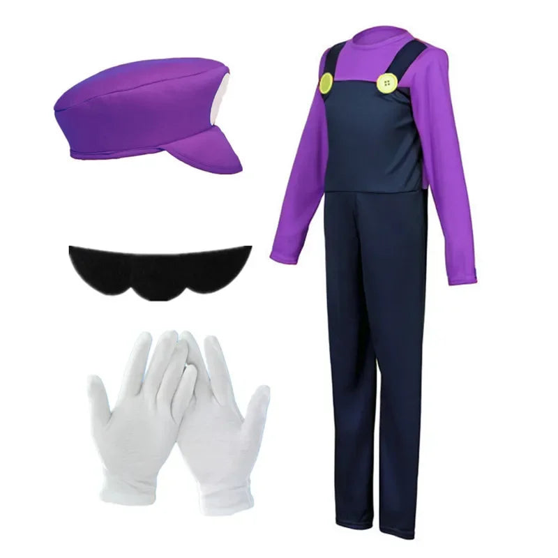 Men's Plumber (Includes Hat, , Fake Beard) Cartoon Game Funny Outfit Red, Gloves - alternate view 6