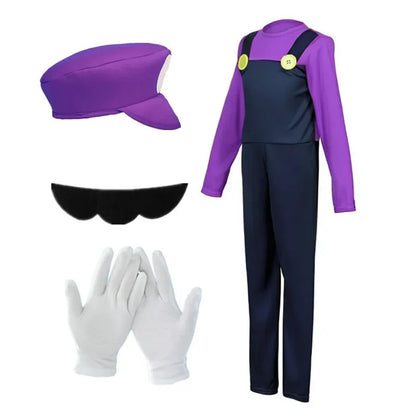 Men's Plumber (Includes Hat, , Fake Beard) Cartoon Game Funny Outfit Red, Gloves - alternate view 6