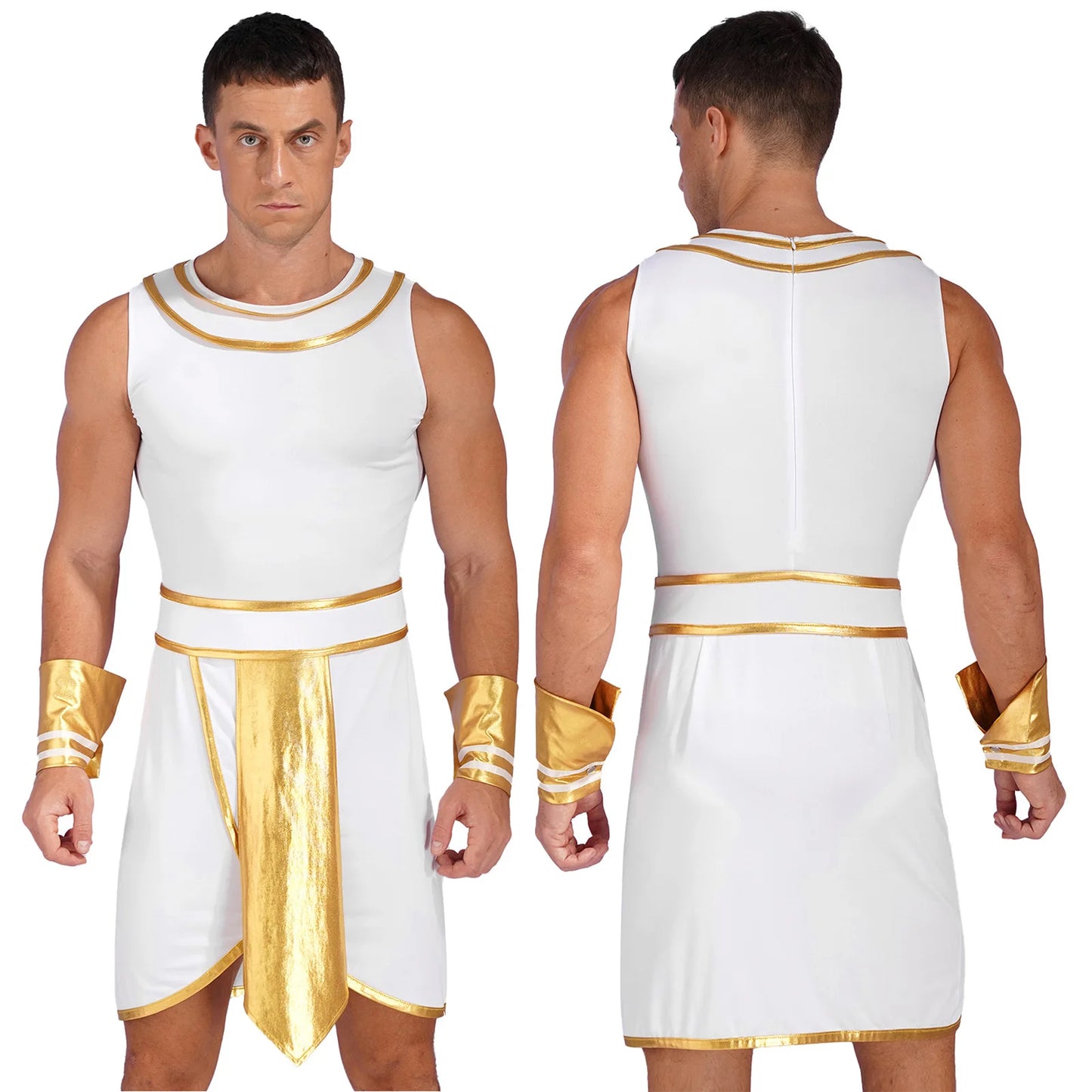 Men's Egyptian Ancient Greek Pharaoh Toga and Sleeves Metallic Costume - alternate view 11