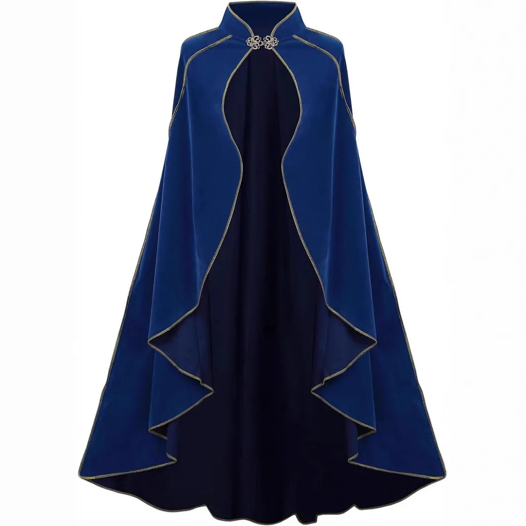 Men Halloween Cloak Costume Cape Medieval Shawl Vampire Pirate Robe Old Ranger Costume - black / One Size