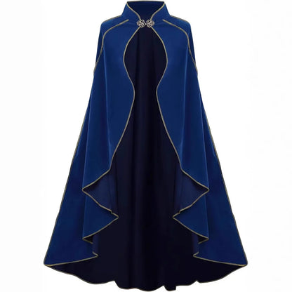 Men Halloween Cloak Costume Cape Medieval Shawl Vampire Pirate Robe Old Ranger Costume - black / One Size