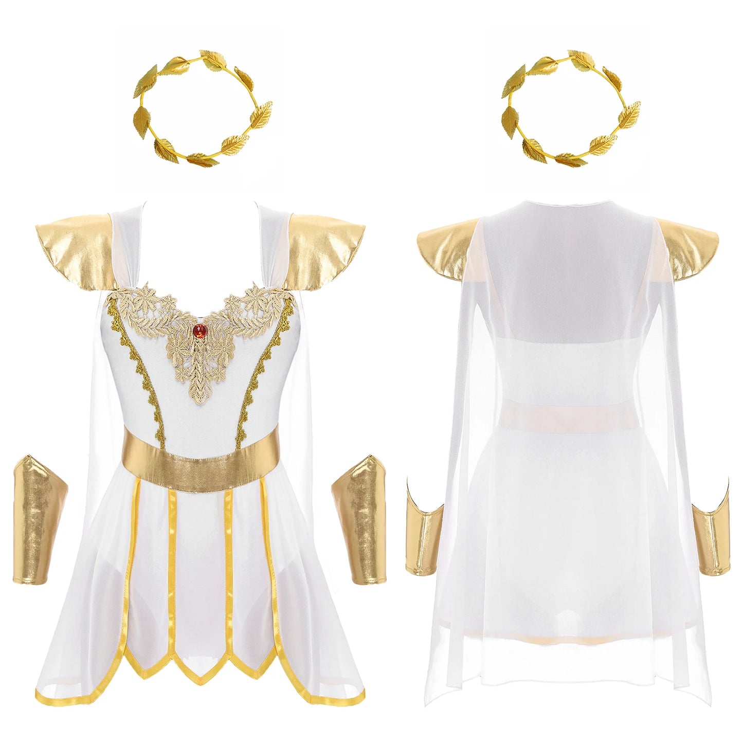 Women's Roman Ancient Greek Leaves Garland Headwear Caped Petal Costume - alternate view 7