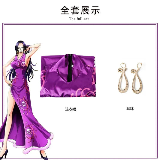 Women's For Anime Boa Hancock Chipao Long Dress Vestido Clothing Suit Costume