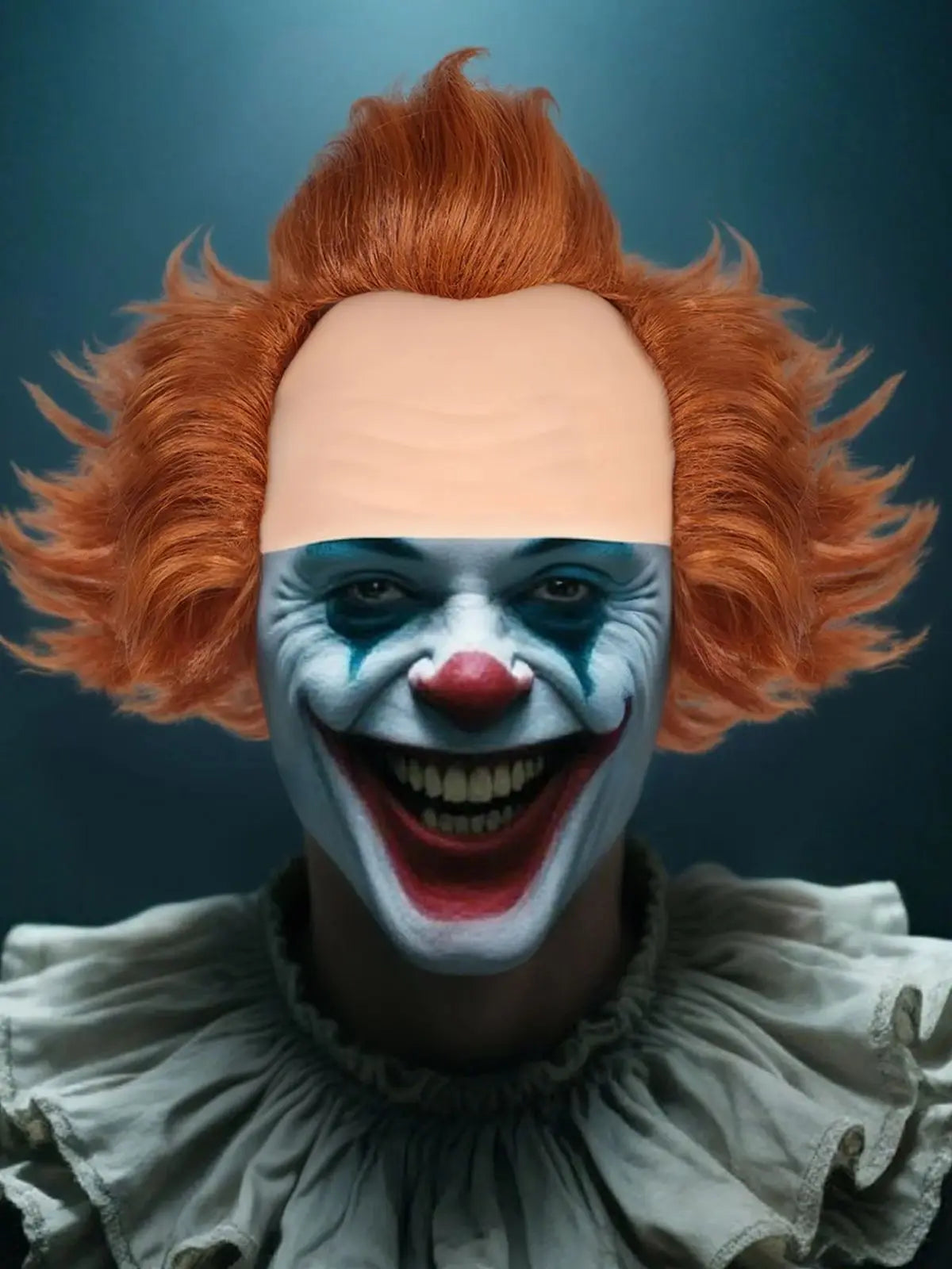 Synthetic Clown Wig for Halloween Cosplay -Orange Curly Hair with Realistic Bald Cap, Perfect for It Movie - product image 7