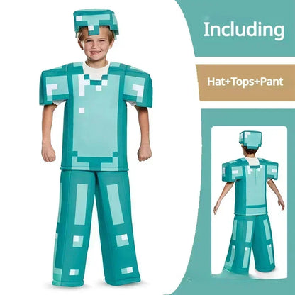 Minecraft Steve Kids' Diamond Armor 3-Piece Halloween Costume Set