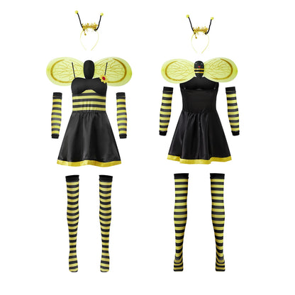 Women's Bumble Bee Halloween Costume Set – Skirt, Wings, Stockings & Headband