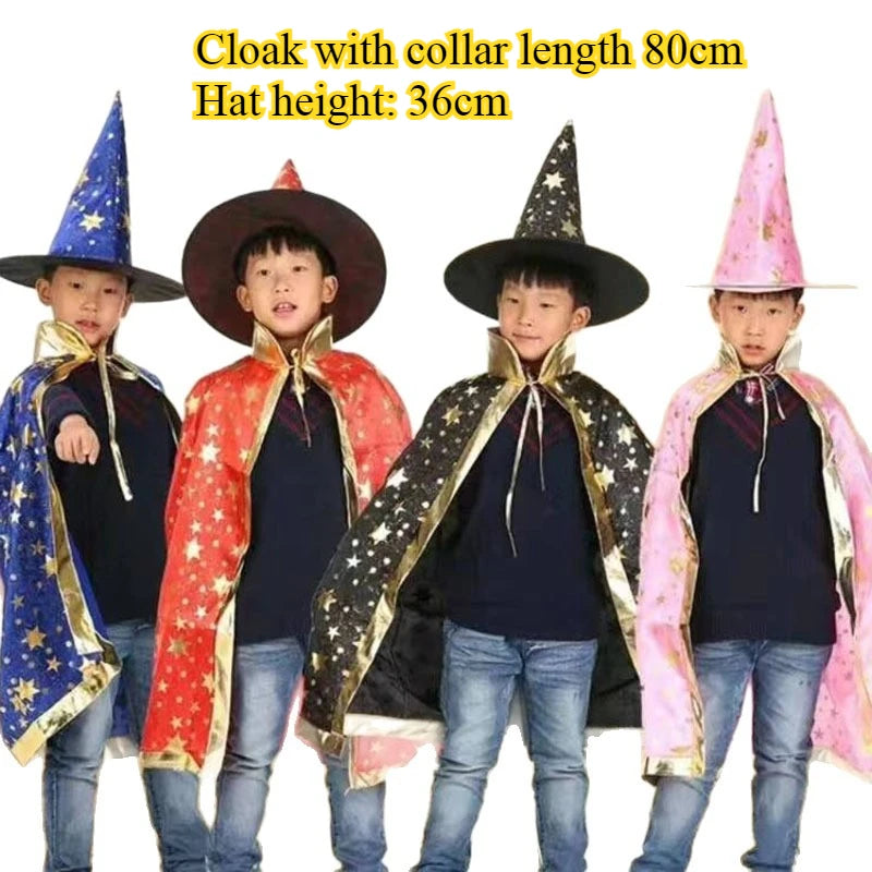 Kids' Witch 2pcs Cloak Little Magician Five Star Costume