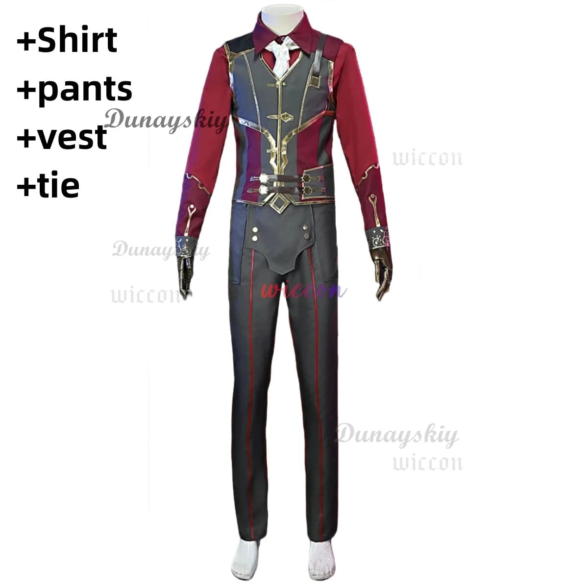 Game LOL Arcane Silco Costume Military Uniform Trench Coat Boot Wig for Adult Men - suit wig / S