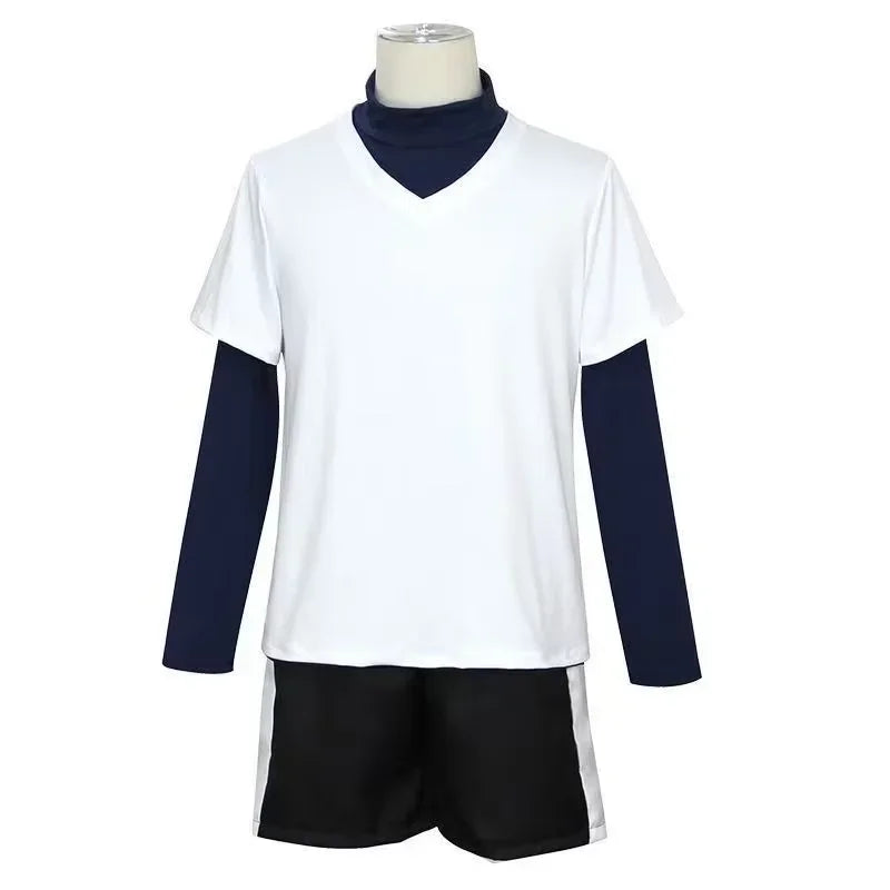 Hunter X Hunter Killua Zoldyck Costume Whiter Short Sleeve and Black Shorts Suit for Man - View 6