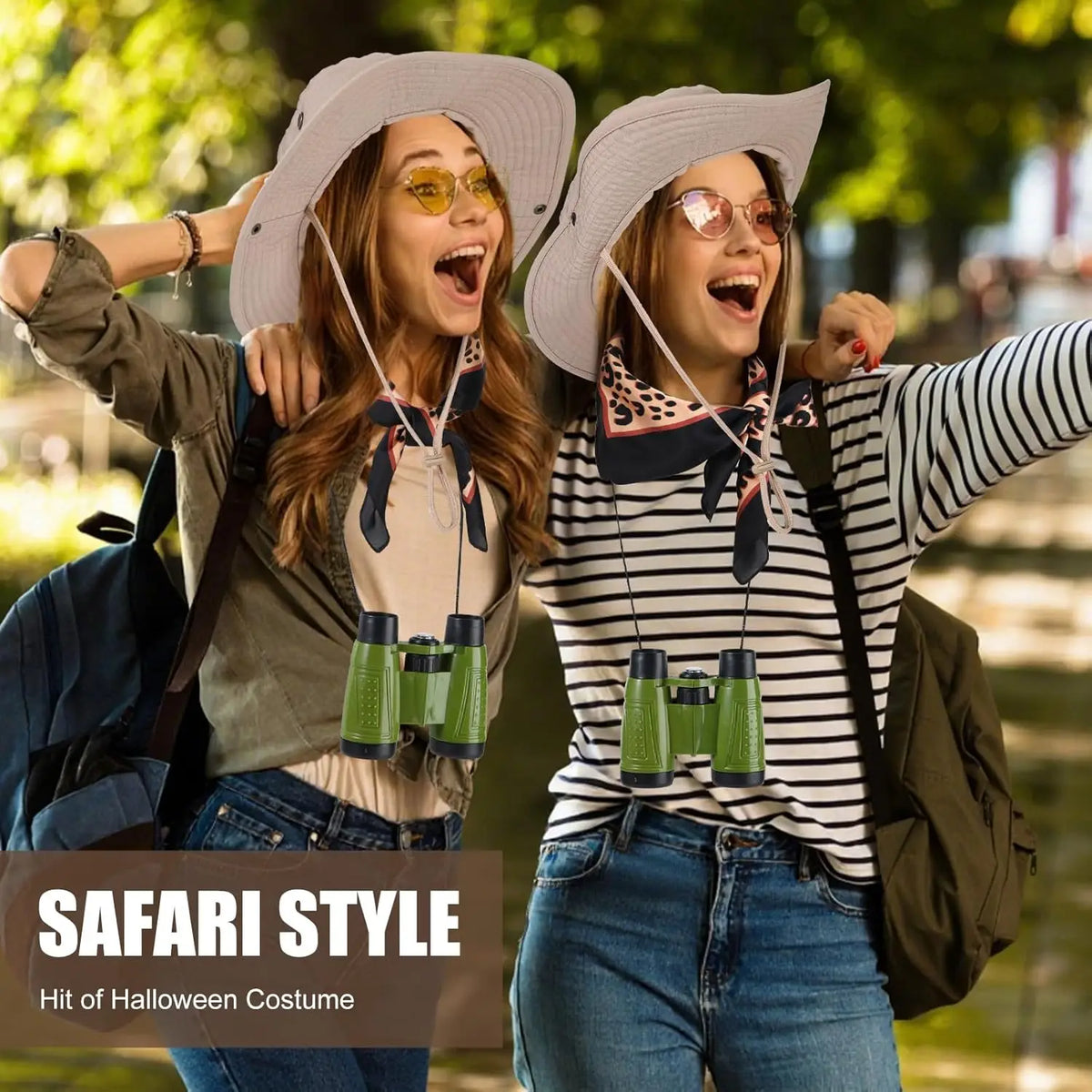 Women's Safari Costume Accessories – Hat, Leopard Scarf & Binoculars