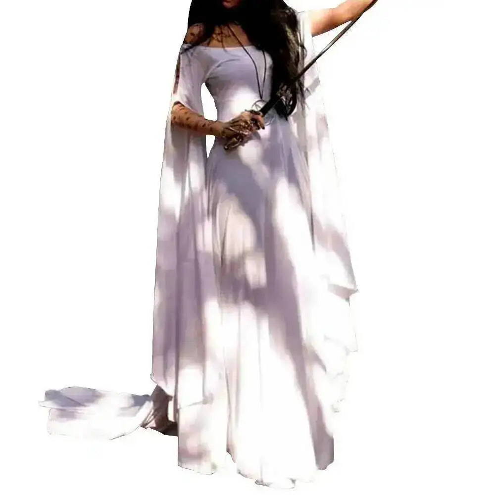 Women's Medieval Cos Long Sleeve Round Neck Belt Costume - alternate view 6