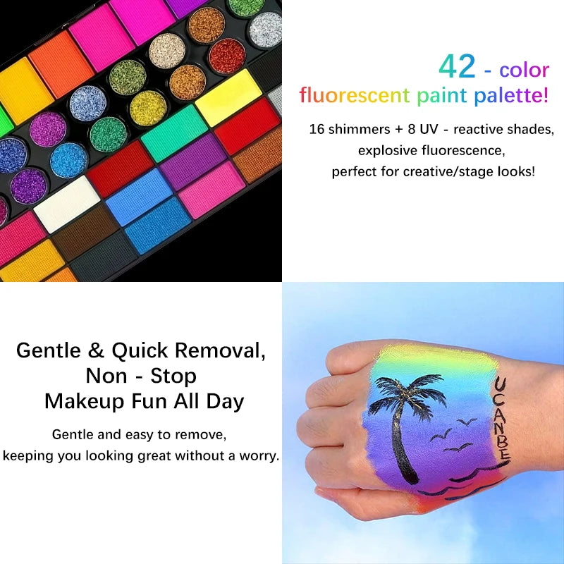 Painted 42 Colors Face Paint Kit for Kids Non Toxic Water - Halloween Makeup - product image 2