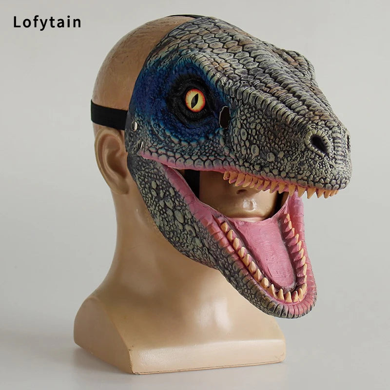 Child Horror Dinosaur Headgear Maks Cosplay Kids Scary Dragon Moveable Open Mouth Latex Mask Halloween Party - product image 