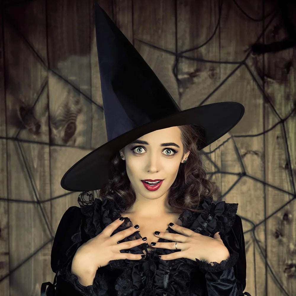 Halloween Witch Hat Black Folds Wizard Hats for Women Men Masquerade Party Carnival Costume Cosplay Props - product image 2