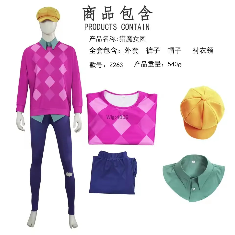 Demon Costume Saja Boys Baby SODA POP Costume Wig Kawaii Lovely Hot Pink Sweater Yellow - full set / M