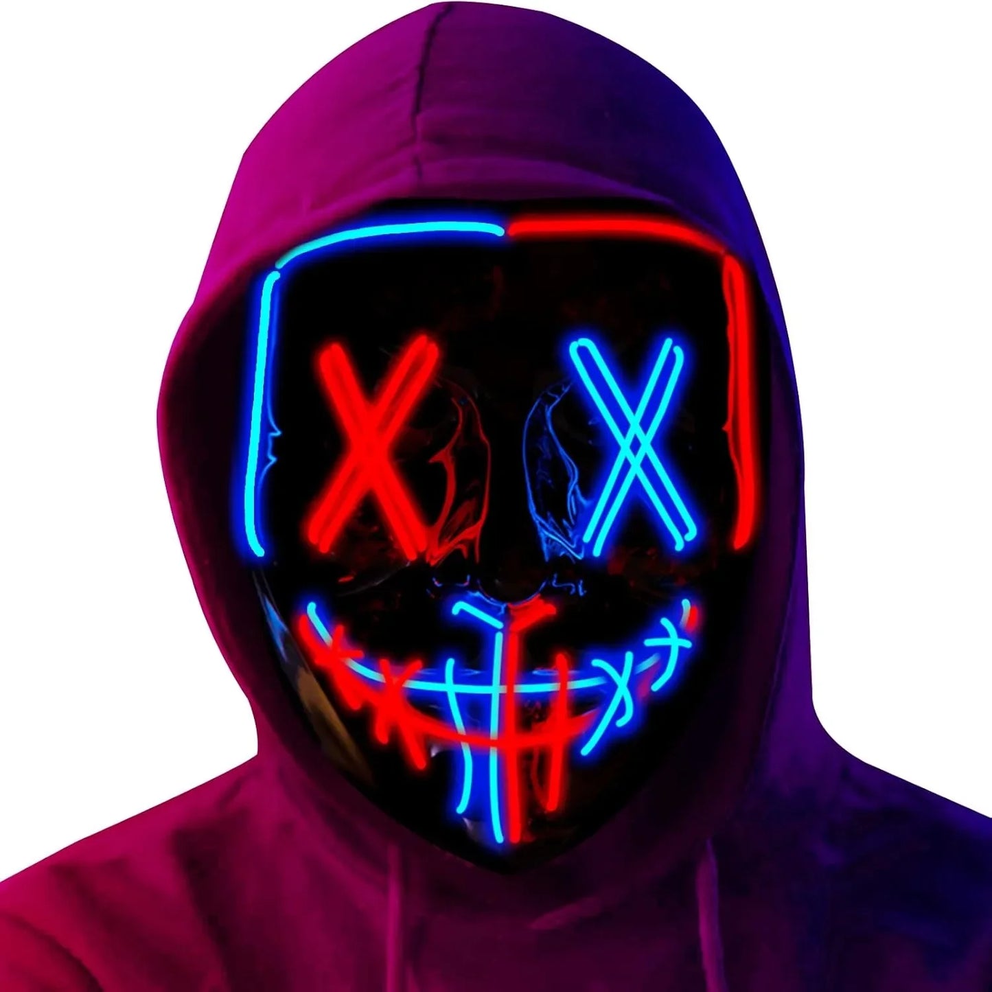 Poptrend Halloween Mask LED Light Up Mask Scary Mask for Costume Halloween Costume Parties - Yellow