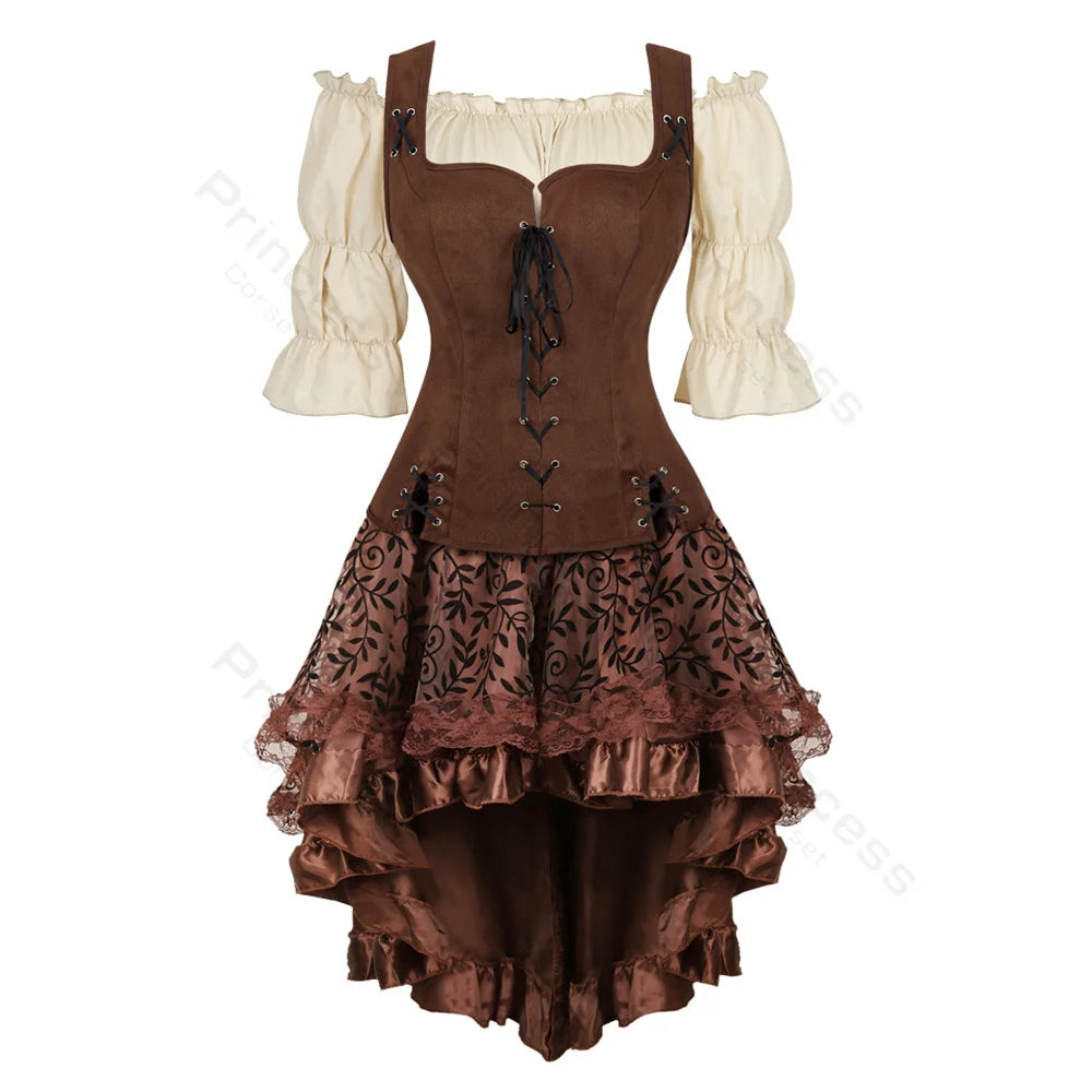 Pirate Dress Costume Halloween Cosplay Outfit Medieval Renaissance Dress Shoulder Off Women Costume XS-XXXL - product image 6