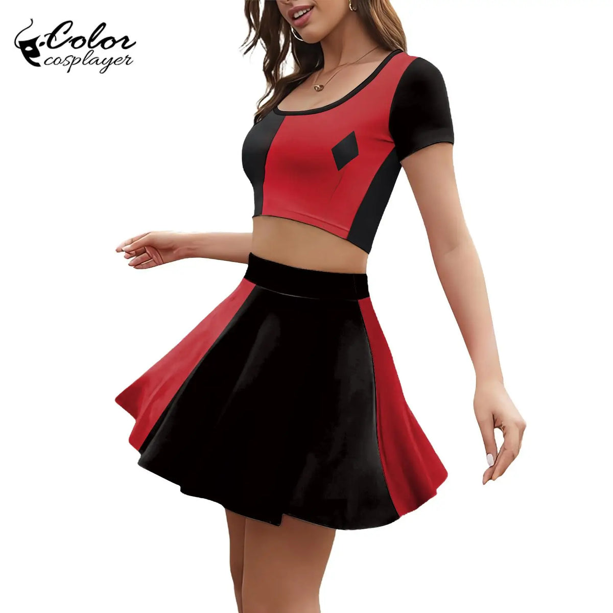Color Cosplayer Women's Clown & Superhero Costume – Printed Top and Skirt