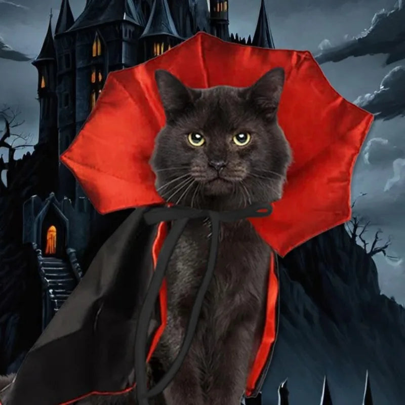 Pet Cape Costume with Bat Wings Adjustable Vampire Cloak for Puppy Kitten Dog Cat