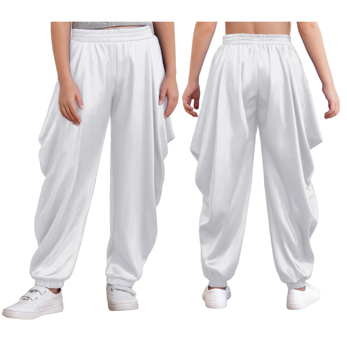 Kids' Arab Prince Satin Dhoti Pants Elastic Waistband Loose Baggy Trousers Costume - alternate view 7