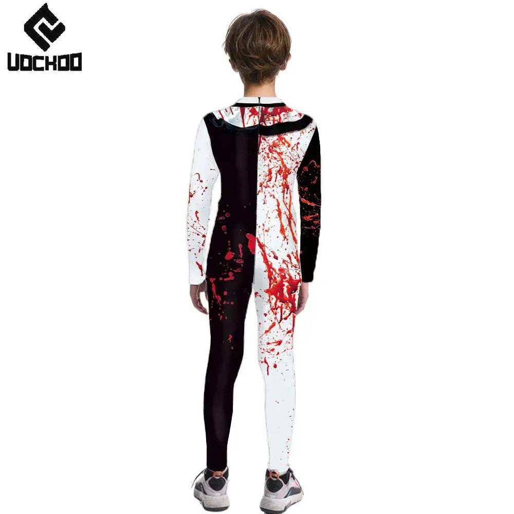 Halloween Skeleton Jumpsuit Bloody Clown Cospaly Costume Robot Day of the Dead Bloody - girl-1003 / XXL