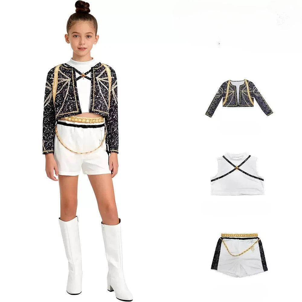 Warrior K Pop Disguise Rumi Costume Zoey Costume Mira Black 3D Printing Group Women - Rumi Costume-F / 110cm