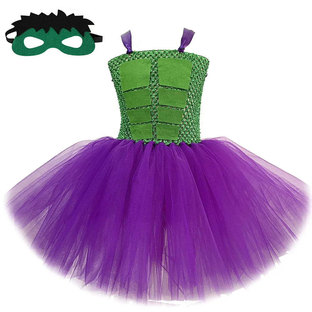 Green Muscle Superhero Tutu Dress with Mask - Girls - product image 7
