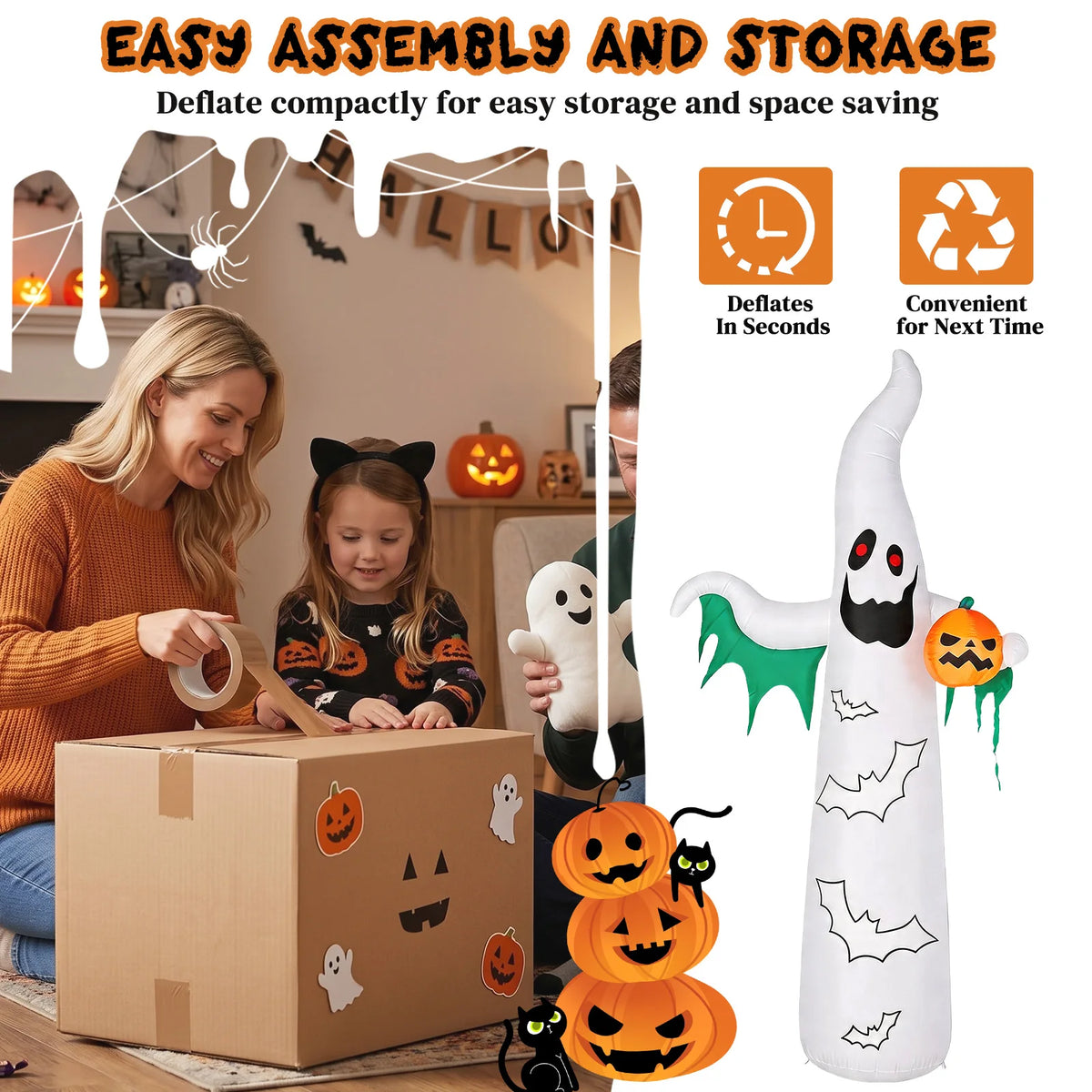 Ghost Halloween Decoration - White Inflatable - product image 2