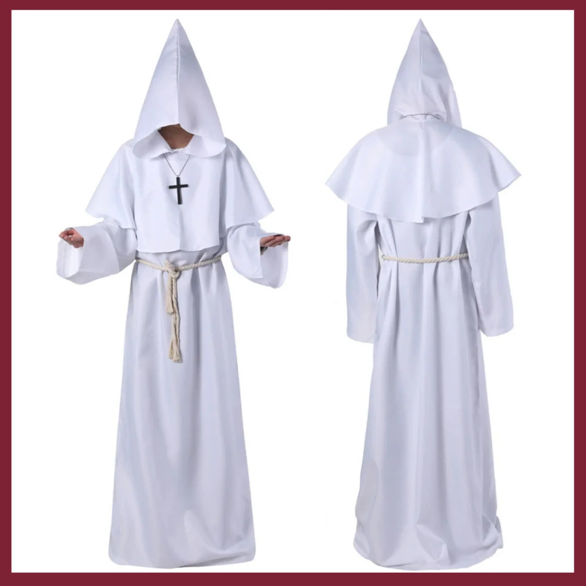 Adult Wizard Middle Ages Christian Monk Friar Priest Hooded Costume - alternate view 5