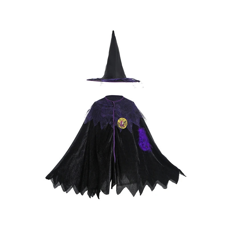 5 Styles Halloween Costume for Kids Girls Purple Bat Dress Halloween Fantasy Vampire - Brown / 2T(100)