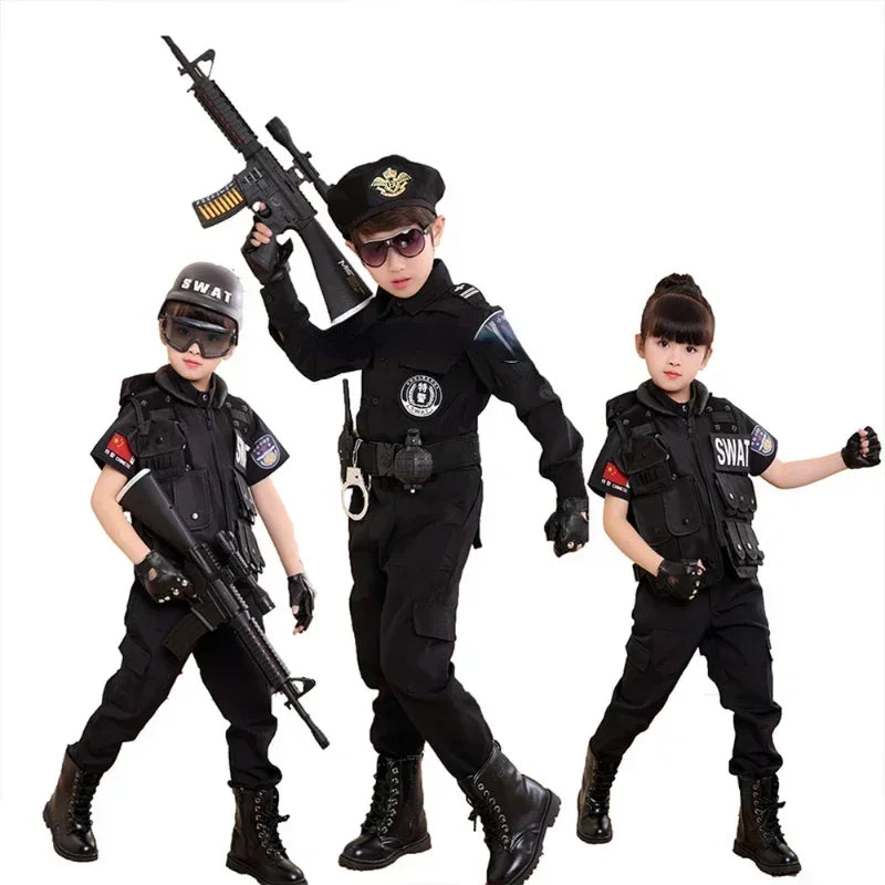 Cosplay Children Policeman Costumes Kids Christmas Party Carnival Police Uniform Halloween Boys Army